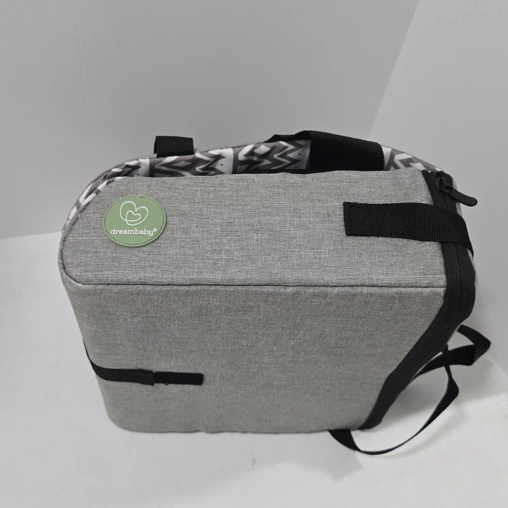 Dreambaby Grab n Go Booster Seat Gray Chevron Travel High Chair Storage Bag